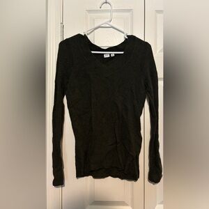 GAP Black V-Neck Knit Long Sleeve Top
